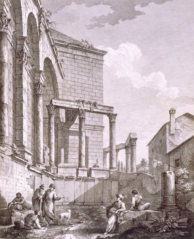 Vista lateral do Templo de Júpiter, pub. 1764. de Robert Adam