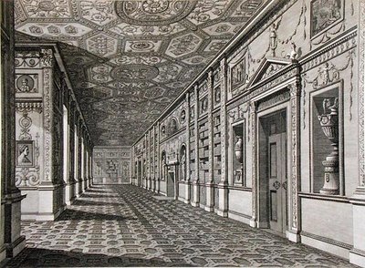 A Biblioteca da Syon House, construída em 1760-69 (gravura) de Robert Adam