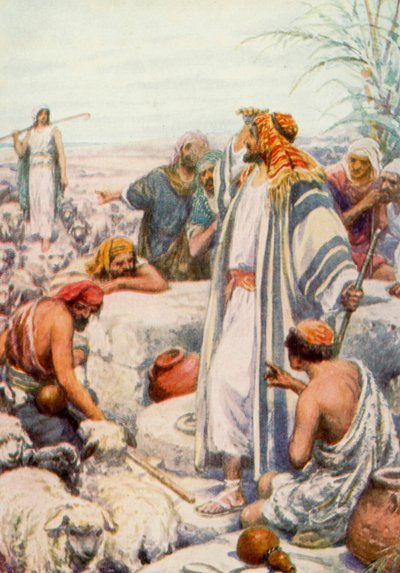Jacob conhecendo Rachel (lito colorido) de Robert Ambrose Dudley