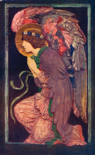 Angel Adoring`, um relevo de gesso colorido de Robert Anning Bell, c1901 1901-1902. de Robert Anning Bell