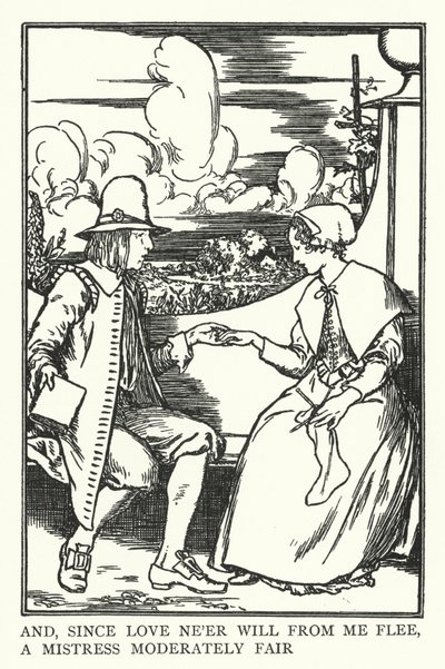 E, como o amor não me deixará fugir, uma amante moderadamente justa (litho) de Robert Anning Bell