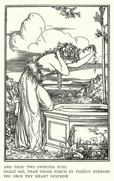 E tu, dois olhos mais doces, verás, do que aqueles que, pelas correntes de Peneus, uma vez surpreenderam o teu coração (litho) de Robert Anning Bell