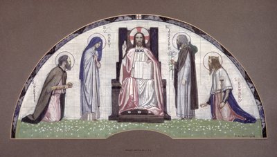 Cristo entronizado com os santos Pedro, José, Eduardo e a Virgem Maria, 1914 de Robert Anning Bell