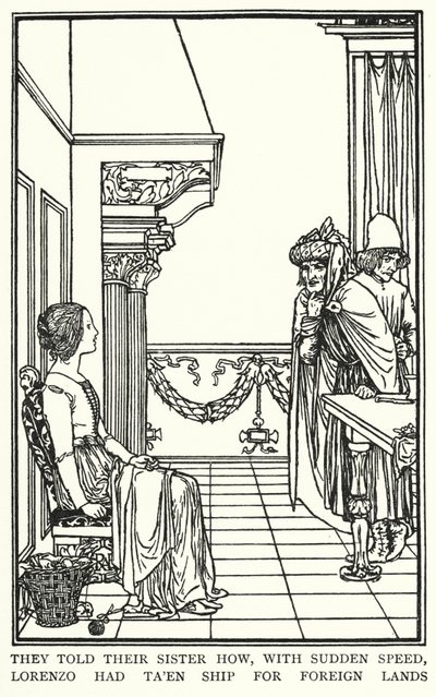 Ilustração para Poemas de John Keats: Isabella ou O Pote de Manjericão (litho) de Robert Anning Bell