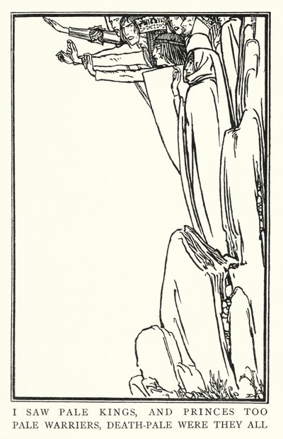 Ilustração para Poemas de John Keats: La Belle Dame Sans Merci (litho) de Robert Anning Bell