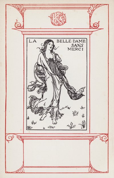 Ilustração para Poemas de John Keats: La Belle Dame Sans Merci (litho) de Robert Anning Bell