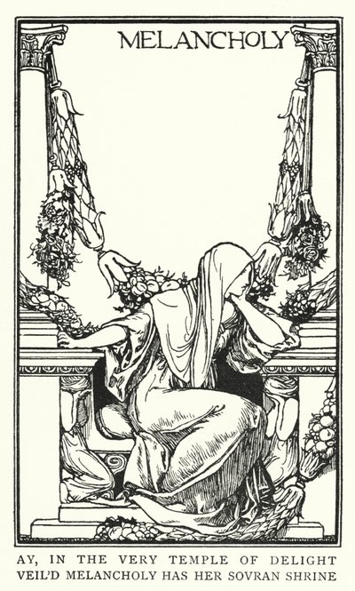 Ilustração para Poemas de John Keats: Melancolia (litho) de Robert Anning Bell