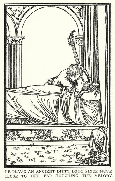 Ilustração para Poemas de John Keats: A Véspera de Santa Agnes (litho) de Robert Anning Bell