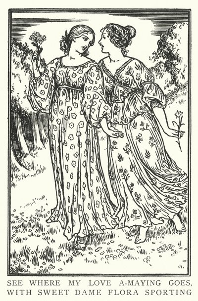 Ver onde vai o meu amor a-maying, com a doce dama Flora sporting (litho) de Robert Anning Bell