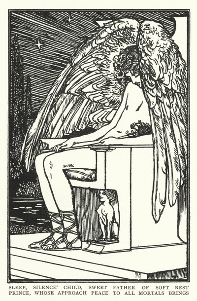 Sono, filho do silêncio, doce pai do descanso suave, Príncipe, cuja aproximação a paz a todos os mortais traz (litho) de Robert Anning Bell