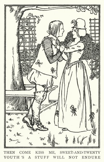 Então venha me beijar, doce e vinte, a juventude é uma coisa que não vai durar (litho) de Robert Anning Bell