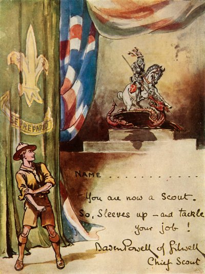 Design para o Cartão de Inscrição de Escoteiros, 1944. de Robert Baden Powell