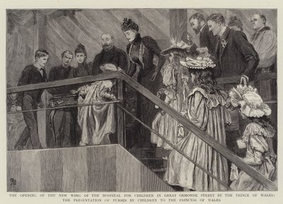 A Abertura da Nova Ala do Hospital para Crianças na Rua Great Ormonde pelo Príncipe de Gales, a Apresentação de Bolsas de Crianças para a Princesa de Gales de Robert Barnes