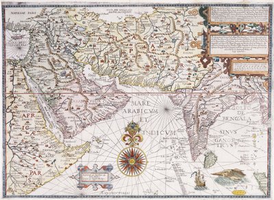 Um mapa da África Oriental, Arábia e Índia, 1598 de Robert Beckit