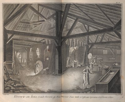 Fabricação de vidro. De Encyclopédie, de Denis Diderot e Jean Le Rond dAlembert, 1751-1765. de Robert Benard