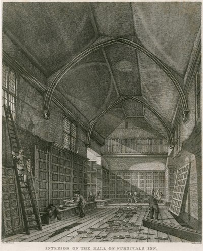 Interior, de, a, corredor, de, Furnival&39;s, hospedaria, Holborn, londres de Robert Blemell Schnebbelie
