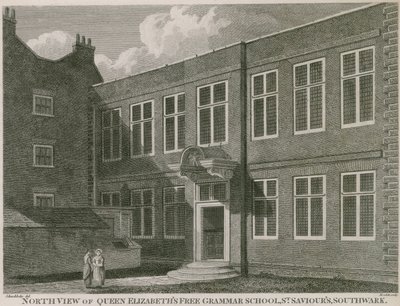 Vista norte, de, rainha elizabeth, livre, escola gramática, st, saviour&39;s, Southwark de Robert Blemell Schnebbelie