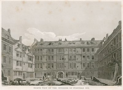 Vista norte, de, a, interior, de, Furnival&39;s, hospedaria, Holborn, londres de Robert Blemell Schnebbelie