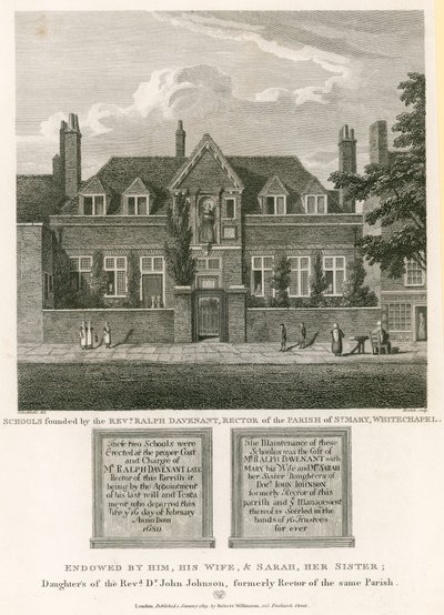 Escolas fundadas pelo Reverendo Ralph Davenant, Reitor da Paróquia de Santa Maria, Whitechapel de Robert Blemell Schnebbelie