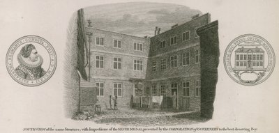 Vista sul da Escola de Gramática Livre da Rainha Elizabeth, St. Saviour, Southwark de Robert Blemell Schnebbelie
