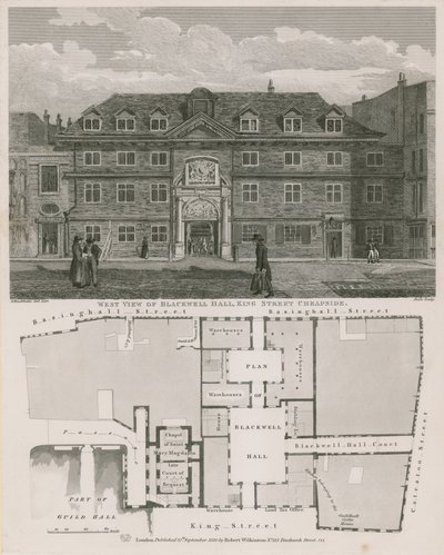 Vista oeste, de, Blackwell, corredor, rei, rua, Cheapside de Robert Blemell Schnebbelie