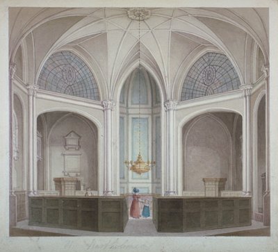 Interior da Igreja de St Bartholomew-the-Less, Cidade de Londres, 1834. de Robert Blemmell Schnebbelie