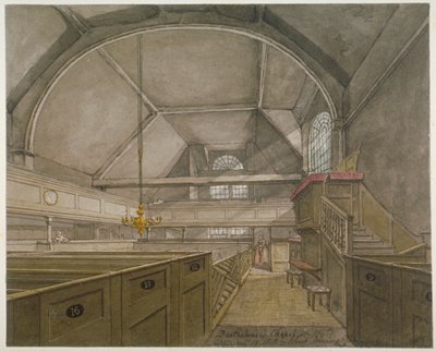 Interior da capela na Igreja de São Bartolomeu-o-Grande, Smithfield, Cidade de Londres, 1818 de Robert Blemmell Schnebbelie