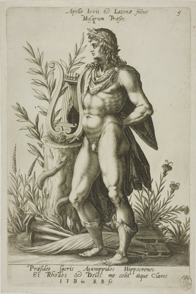 Apollo, placa 5 de Parnassus Biceps de Robert Boissard