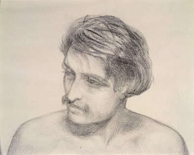 Estudo da cabeça de um homem (lápis sobre papel) de Robert Braithwaite Martineau
