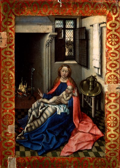Madonna e criança antes de uma lareira, 1430s. de Robert Campin