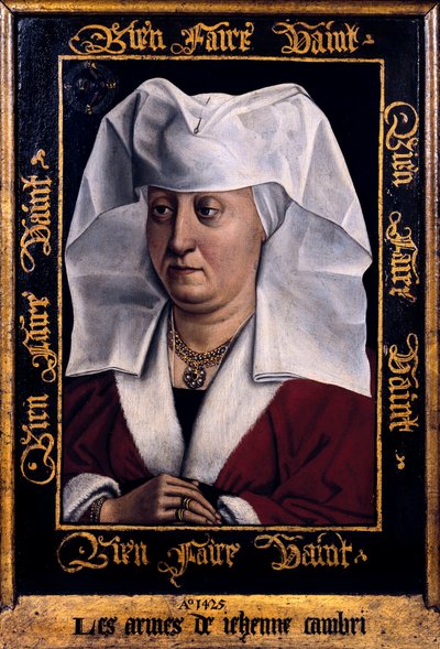 "Retrato de Marie de Pacy" Pintura de Robert Campin, mestre de Flemalle (1378-1444) 1415-1440 Tournai. Museu de Belas Artes da Bélgica de Robert Campin