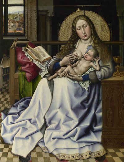 A Virgem e a Criança diante de um Firescreen, c. 1440 de Robert, Campin