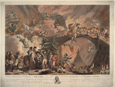Exército de Alexander Suvorov cruzando os Alpes em 1799, 1805 de Robert Carr Porter