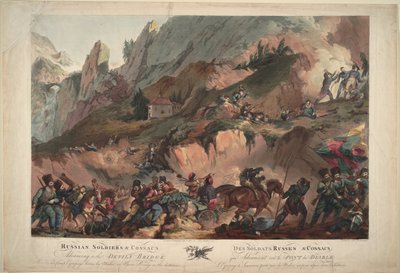 Exército russo cruzando a ponte do diabo em 1799, 1804 de Robert Carr Porter