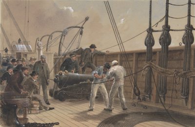 Emendando o cabo após o primeiro acidente a bordo do Great Eastern, 25 de julho de 1865, 1865-66. de Robert Charles Dudley