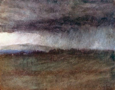 Uma tempestade, varrendo o vale do Arno (litografia a cores) de Robert Charles Goff