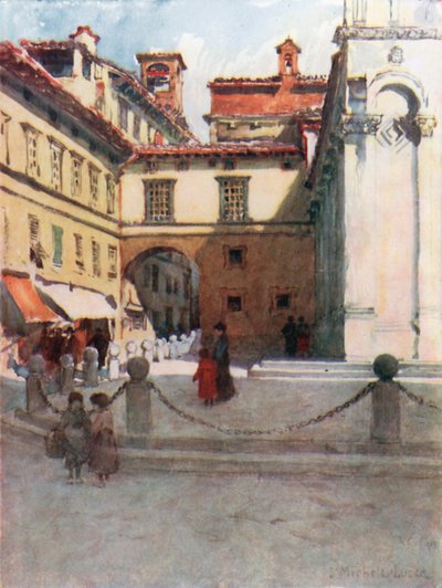 Piazza San Michele, Lucca (litografia a cores) de Robert Charles Goff