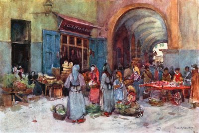 Vendedores de rua, Pisa (litografia a cores) de Robert Charles Goff