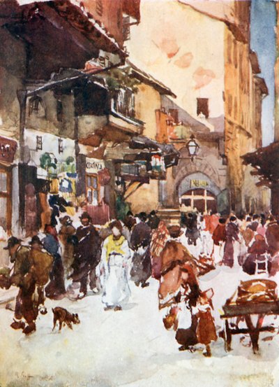 Estudo no Mercato Vecchio no ano de 1884, antes da destruição do gueto (litografia a cores) de Robert Charles Goff