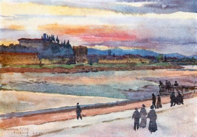 Pôr do sol sobre o Monte Oliveto (litografia a cores) de Robert Charles Goff