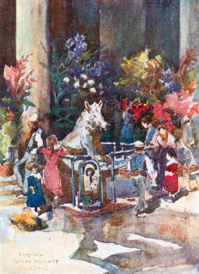 O javali de bronze do Mercato Nuovo (litografia a cores) de Robert Charles Goff