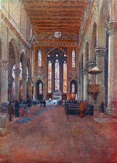 A igreja franciscana de Santa Croce, virada para leste (litografia a cores) de Robert Charles Goff