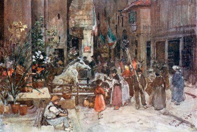 O "Mercato Nuovo", em 1884 (litografia a cores) de Robert Charles Goff