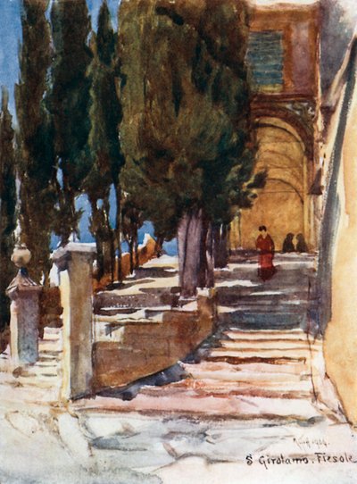 Escadaria do Convento de São Girolamo (litografia a cores) de Robert Charles Goff