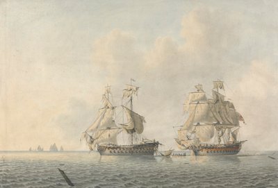 Um homem de guerra inglês a tomar posse de um navio de Robert Cleveley