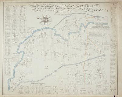 Um novo e correto mapa de Hackney Marsh, 1745 de Robert Davies