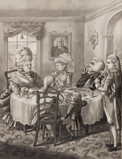 Um mestre parson com um bom viver, 1782 (caneta, pincel e tinta lava no papel) de Robert Dighton
