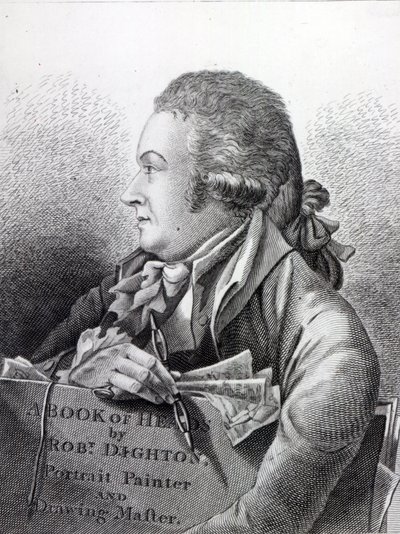 Auto-retrato, frontispício do seu "Livro das Cabeças", 1795 de Robert Dighton