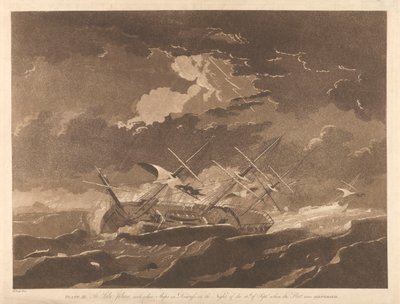 Placa III. O "Lady Juliana" com outros navios em perigo na noite de 16 de setembro, quando a frota se dispersou de Robert Dodd