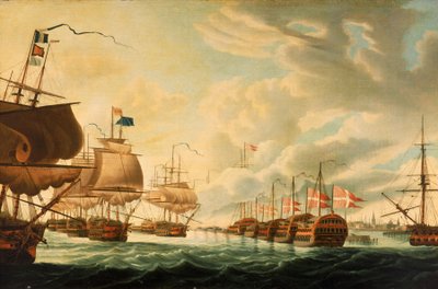A Batalha de Copenhaga, 2 de abril de 1801, início do século XIX (óleo sobre tela) de Robert Dodd